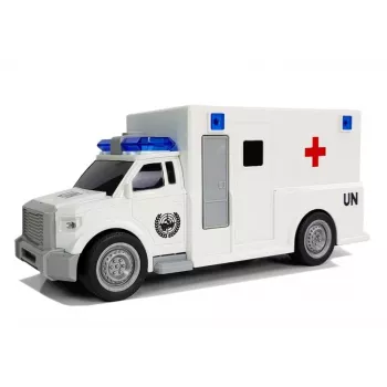 LEAN TOYS Auto Ambulance with Friction Drive White 1:20 with Sound