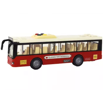 LEAN TOYS Battery Powered Bus with Lights and Sounds - Red City 1:16