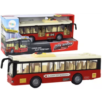 LEAN TOYS Battery Powered Bus with Lights and Sounds - Red City 1:16
