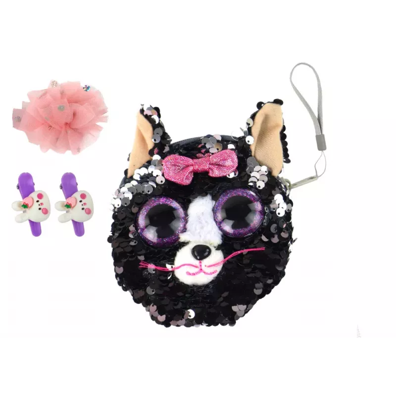 LEAN TOYS Cufflinks Wallet Set For Girls Kitty Wallet 4 vnt.