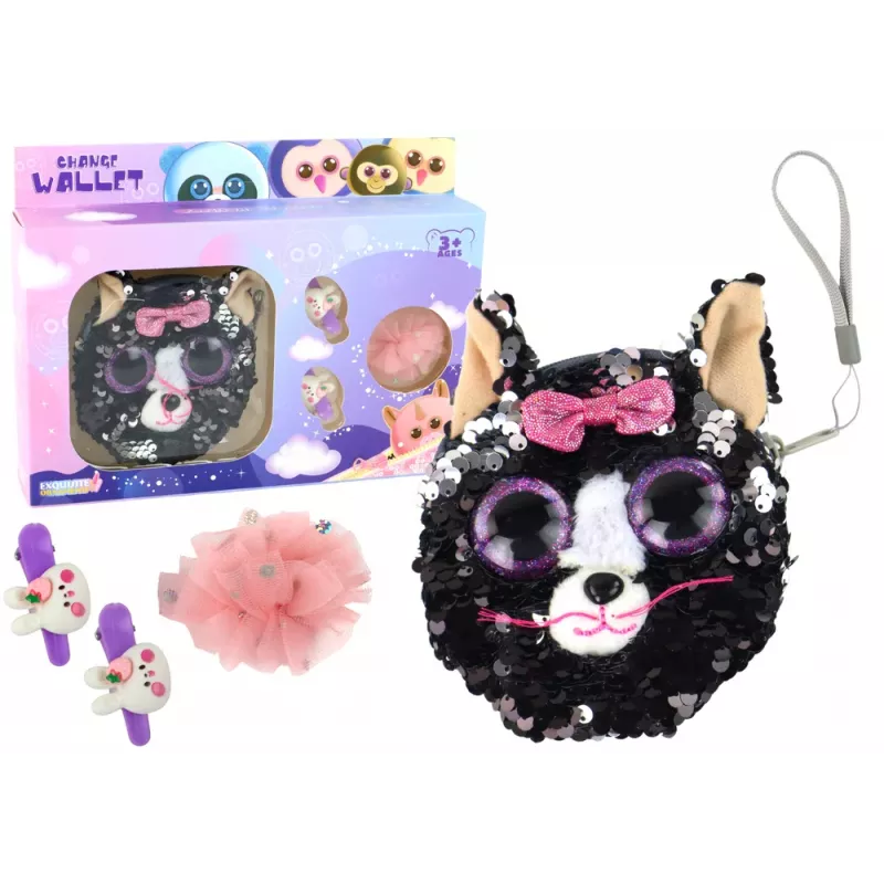 LEAN TOYS Cufflinks Wallet Set For Girls Kitty Wallet 4 vnt.
