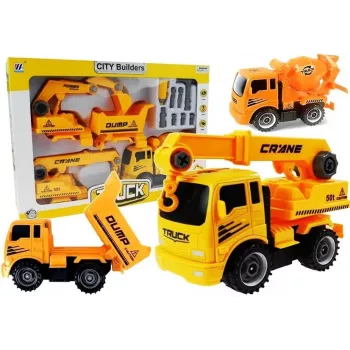 LEAN TOYS Set Of Vehicles For Unscrewing Concrete Mixer Tipper