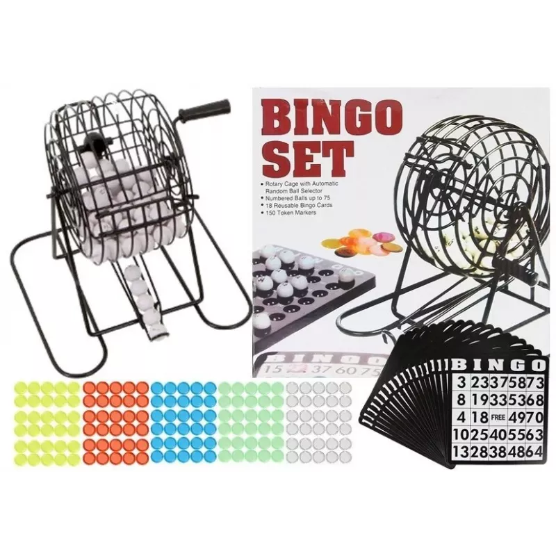 LEAN TOYS Metal Bingo Game Set Reusable Cards Lottery Machine