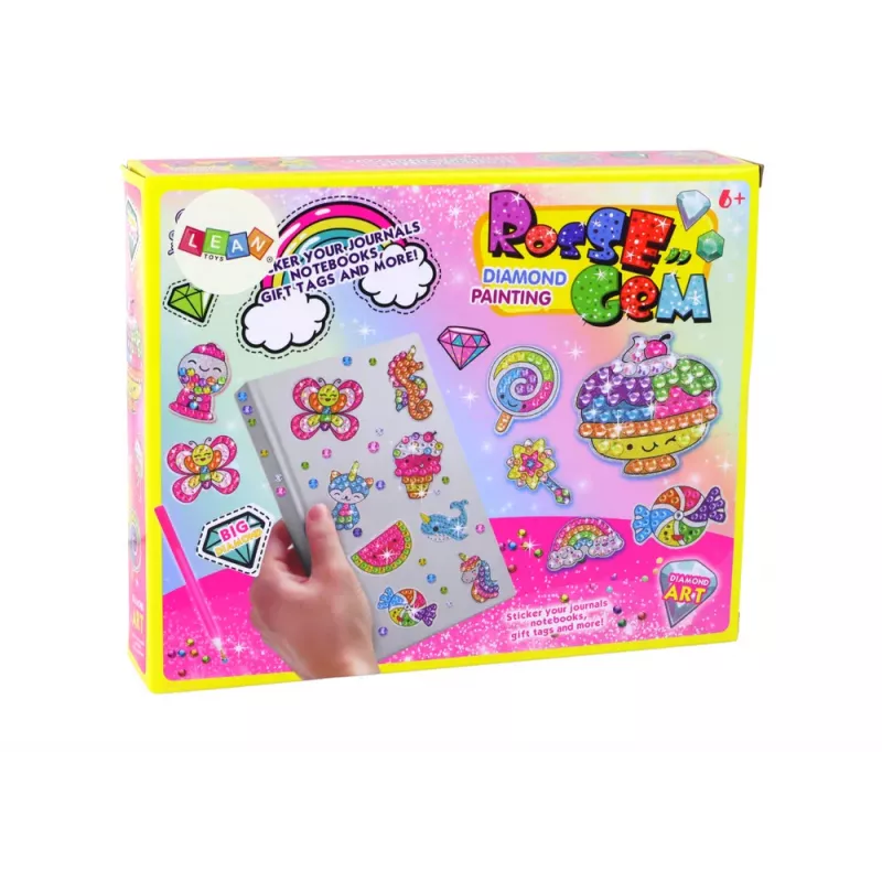 LEAN TOYS „Pasidaryk pats“ deimantiniai lipdukai – įvairūs raštai, spalvingi lipdukai