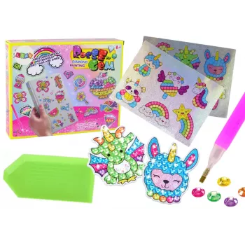 LEAN TOYS „Pasidaryk pats“ deimantiniai lipdukai – įvairūs raštai, spalvingi lipdukai