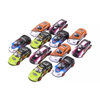 LEAN TOYS Sportinių automobilių rinkinys 1:55 su inercine pavara, 12 spalvingų detalių