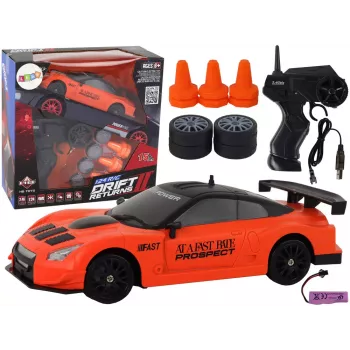 LEAN TOYS nuotoliniu valdymu sportinis automobilis R/C 1:24 oranžinis, keičiami ratai