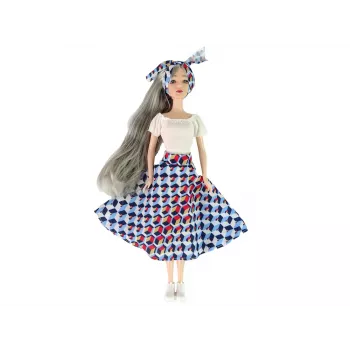 LEAN TOYS Baby Doll Emily Gray Hair Kitten Swing