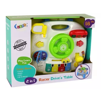 LEAN TOYS Educational Interactive Table 2in1 Board For Toddlers Steering Wheel