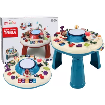 LEAN TOYS Interaktyvus mokomasis stalas-pianinas-būgnai mėlynas