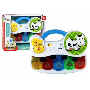LEAN TOYS Small Piano For Toddlers, Animals, Lights, Sounds
