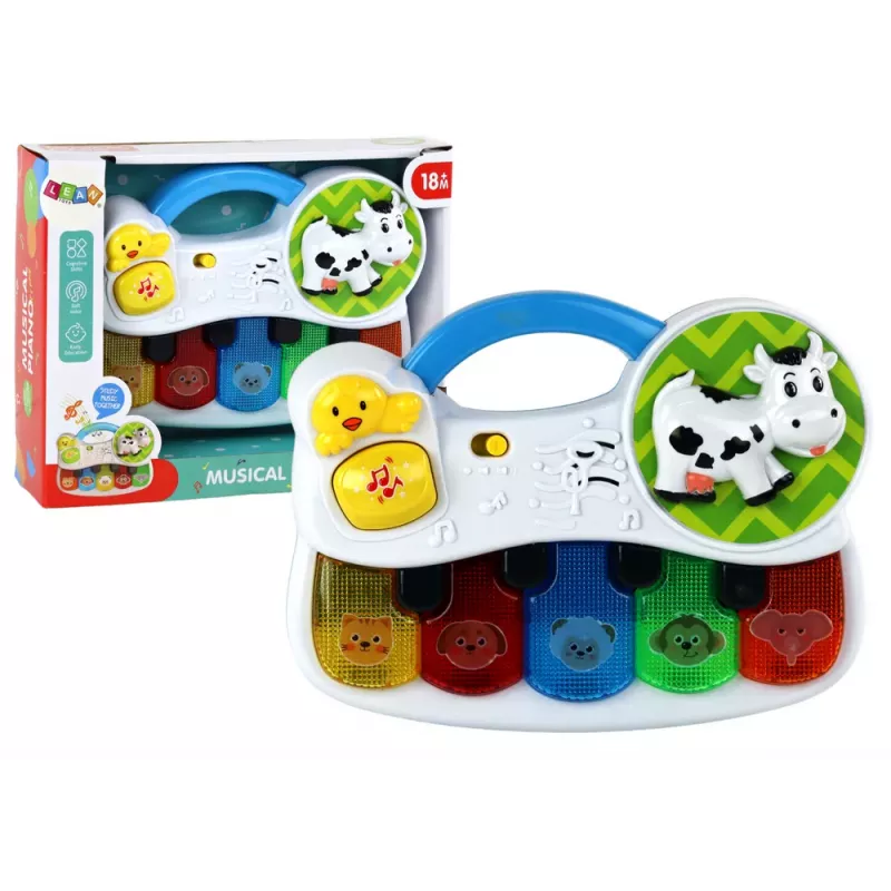 LEAN TOYS Small Piano For Toddlers, Animals, Lights, Sounds