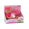 LEAN TOYS Baby Doll su rožiniais drabužėliais, galvos juostele ir maitinimo aksesuarais