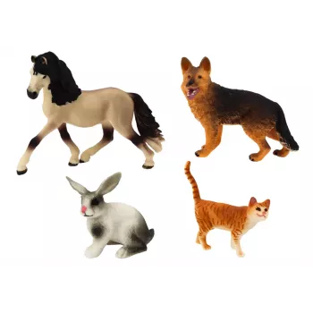 LEAN TOYS Naminukų figūrėlių rinkinys Arklys Šuo Triušis Katė 4 vnt.