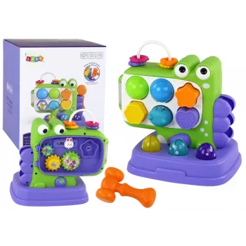 LEAN TOYS Dinosaur Educational Panel Whack-A-Mole Sorter Game For Children Purple