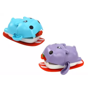 LEAN TOYS Wind-up Bath Toy Floating Hippopotamus On A Board