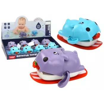 LEAN TOYS Wind-up Bath Toy Floating Hippopotamus On A Board