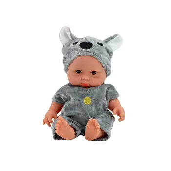 LEAN TOYS Small Baby Doll, Gray Clothes, Koala Hat