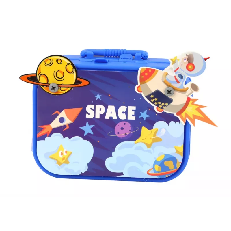 LEAN TOYS Suitcase Set DIY Puzzle Blocks Space Screwdriver 228 Pieces