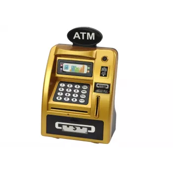 LEAN TOYS ATM Taupyklė Vaikams Mokymuisi Taupyti Gold Black