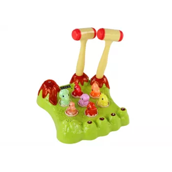 LEAN TOYS Wack-A-Mole žaidimas Dinozaurai Lenta Du Plaktukai Žalia Šviesos Garsai