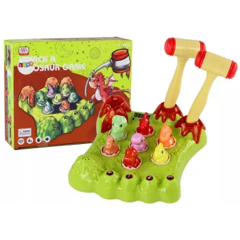LEAN TOYS Wack-A-Mole žaidimas Dinozaurai Lenta Du Plaktukai Žalia Šviesos Garsai