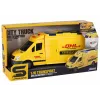 LEAN TOYS Delivery Car 1:16 Friction Drive Opening Doors Lights Yellow Sounds