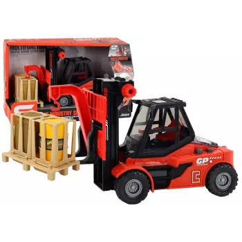 LEAN TOYS Red Forklift 1:16 Moving Forks Sounds Lights