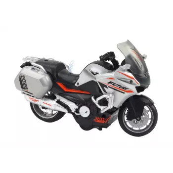 LEAN TOYS Policijos sportinis motociklas su inercine pavara, mastelis 1:10