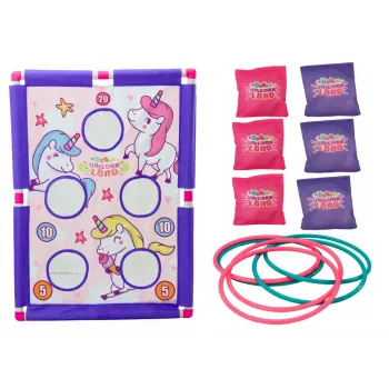 LEAN TOYS Arcade Game Hoop Bag Throw 2in1 Unicorn Board
