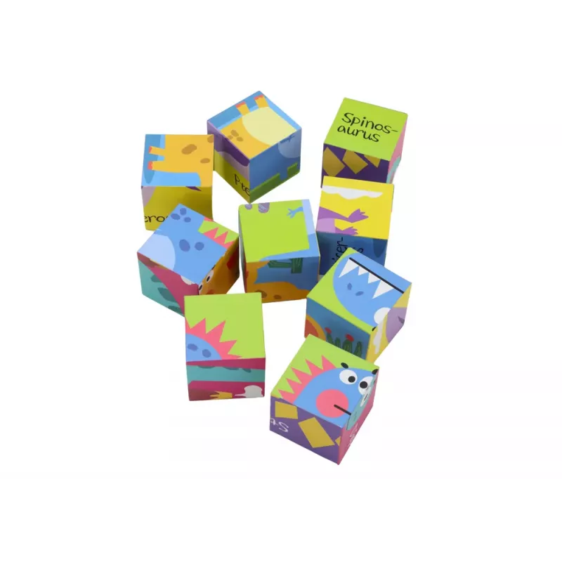 LEAN TOYS Educational Puzzle 6in1 Blocks Puzzle Cubes 6 Pictures Dinosaurs 9 El.
