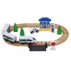 LEAN TOYS Wooden Railway Track Train Set su Policijos Stotimi ir Tiltu 3.2m 75 dalių