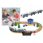 LEAN TOYS Wooden Railway Track Train Set su Policijos Stotimi ir Tiltu 3.2m 75 dalių