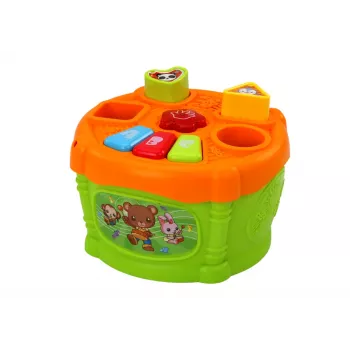 LEAN TOYS Interactive Educational Drum Shapes Green and Orange