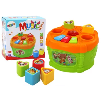 LEAN TOYS Interactive Educational Drum Shapes Green and Orange