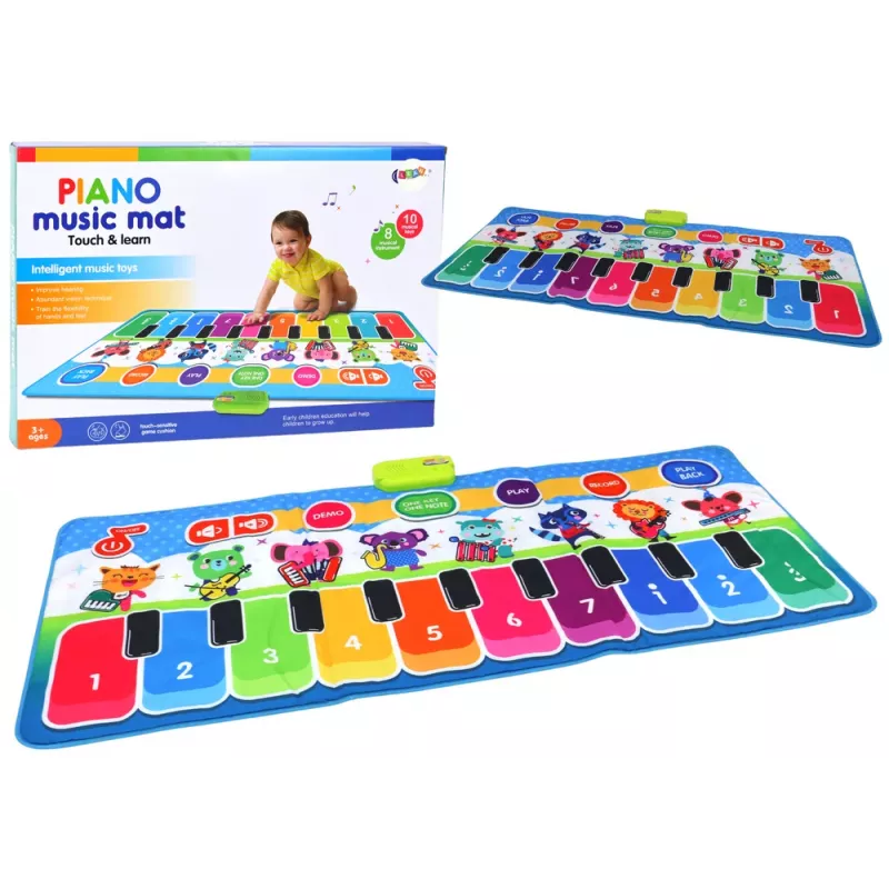 LEAN TOYS Interaktyvus edukacinis muzikinis kilimėlis šokiams, instrumentams ir garsams