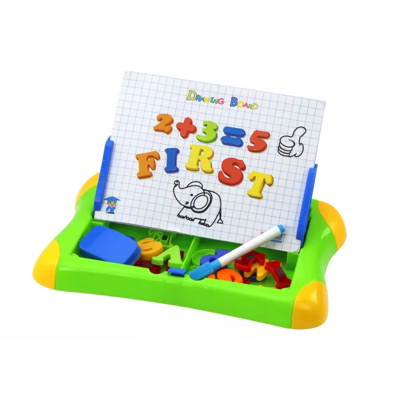 LEAN TOYS Magnetinė mokomoji lenta su raidėmis, skaičiais, žymekliu ir kempine