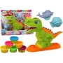 LEAN TOYS Dinosaur Playdough rinkinys 6 spalvų su delfino ir jūros kriauklės formelėmis