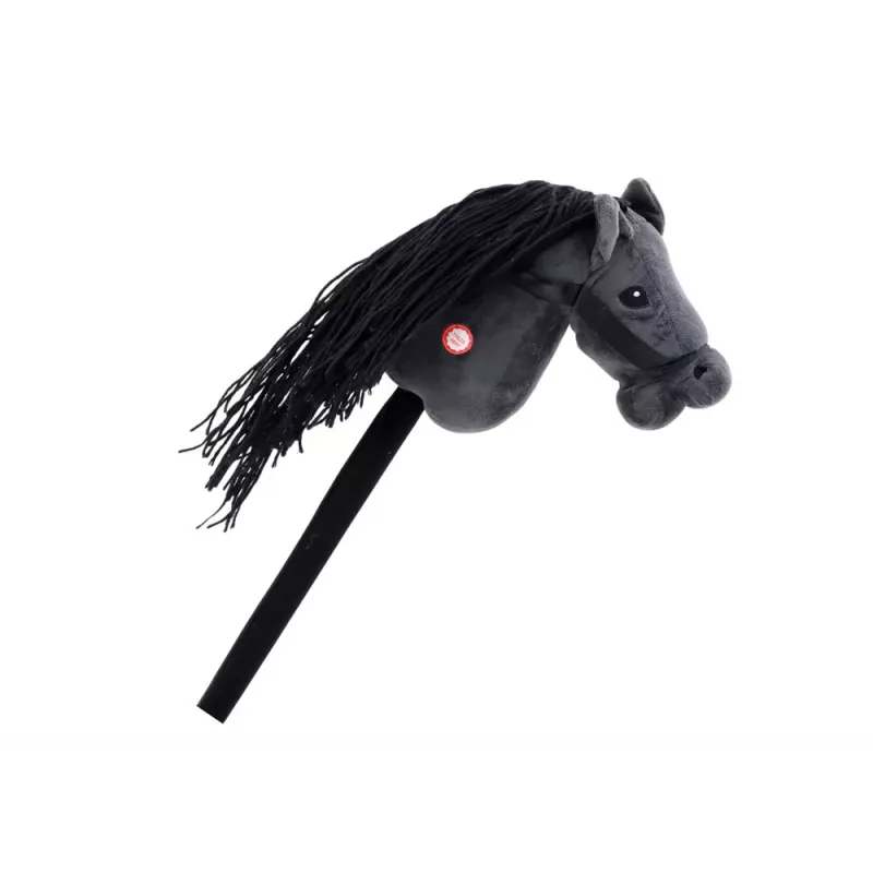LEAN TOYS Plush Horse Head On A Stick Hobby Horse Long-haired Horse Black with Sounds