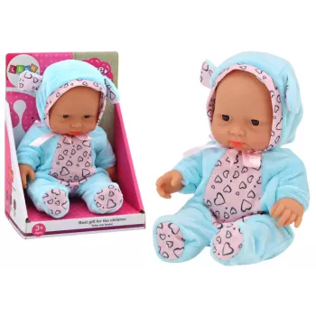 LEAN TOYS Mažas kūdikio lėlė su drabužiais, kepure, lankeliu, ausytėmis, mėlyna