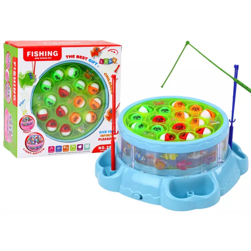 LEAN TOYS Žvejybos Žaidimas su Meškerėmis, Šviesomis ir Garsais Mėlynas