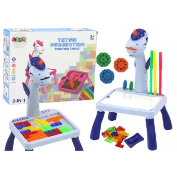 LEAN TOYS Mini Projector Tetris Table 2in1 Blue Unicorn