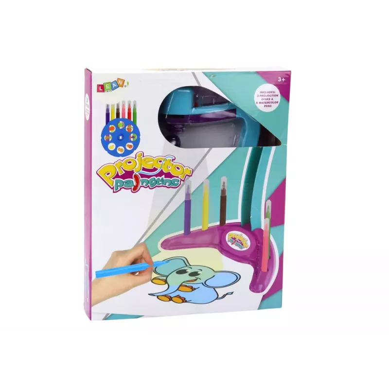 LEAN TOYS Drawing Projector 3 Replaceable Disks Pens Purple