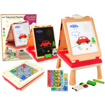 LEAN TOYS 3in1 Multifunkcinis Dvipusis Kinietiškų Žaidimų Stalas – Mahjong, Kortų ir Stalo Žaidimai, Sulankstomas, Žalias Veltinis