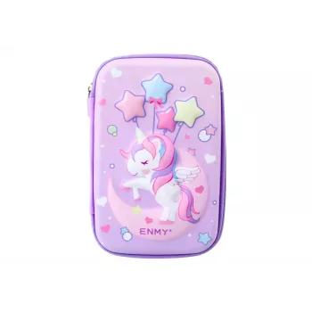 LEAN Large 3D Unicorn Pencil Case, Foldable, Purple, 23x15x5 cm