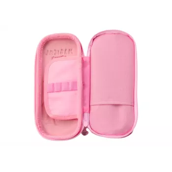 LEAN Pink Pencil Case with 3D Unicorn Two-compartment 24 cm x 11 cm x 7 cm