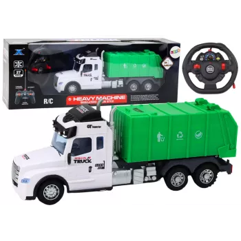 LEAN TOYS RC šiukšliavežis su šviesomis ir garsais, žalias