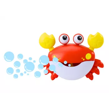 LEAN TOYS Red Crab Bubble Machine - Automatinis burbulų pūstuvas su muzika, siurbtukais, naudojimui viduje/lauke/vonioje