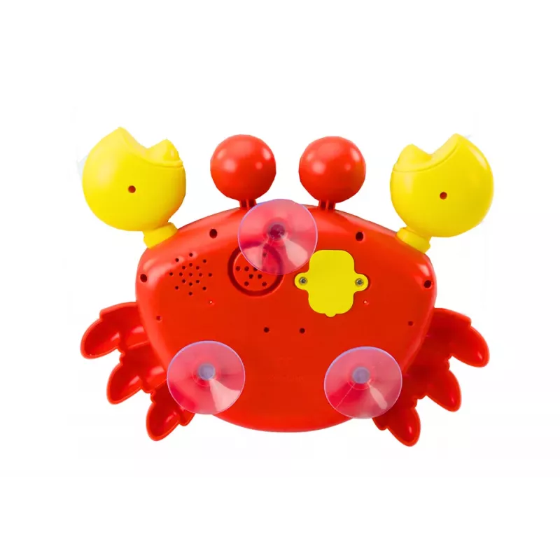 LEAN TOYS Red Crab Bubble Machine - Automatinis burbulų pūstuvas su muzika, siurbtukais, naudojimui viduje/lauke/vonioje