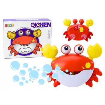 LEAN TOYS Red Crab Bubble Machine - Automatinis burbulų pūstuvas su muzika, siurbtukais, naudojimui viduje/lauke/vonioje